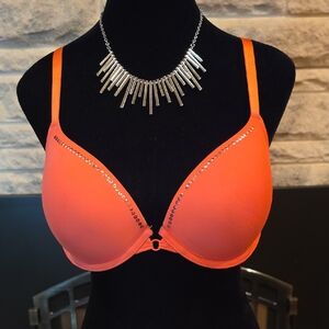 🤑 aerie Orange Padded Bra with Copper Grommet Trim. Size 36C